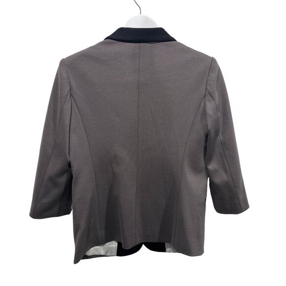 James Jeans Womens Medium Ponte Knit Tuxedo Blazer Jacket Taupe Black Lapel - Picture 2 of 13